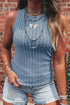 Slim Ribbed Mineral Wash Western Style Tank Top