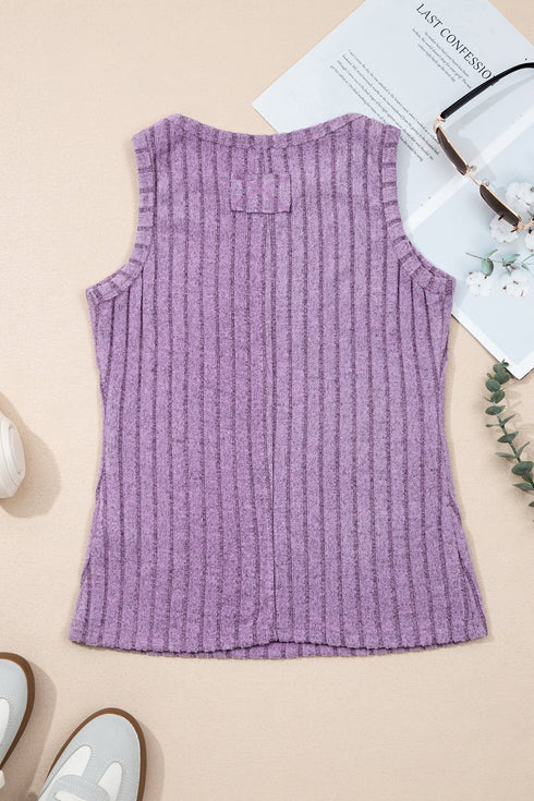 Slim Ribbed Mineral Wash Western Style Tank Top