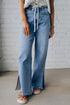 Slit Leg High Rise Drawstring Wide Leg Jeans