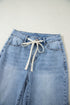 Slit Leg High Rise Drawstring Wide Leg Jeans