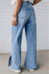 Slit Leg High Rise Drawstring Wide Leg Jeans