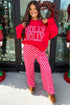Slogan Graphic Plaid Panel Coordinated Two Piece Pant Set