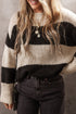 Slouchy Block Striped Chunky Knit Pullover Sweater