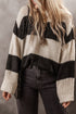Slouchy Block Striped Chunky Knit Pullover Sweater