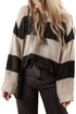 Slouchy Block Striped Chunky Knit Pullover Sweater