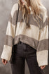 Slouchy Block Striped Chunky Knit Pullover Sweater
