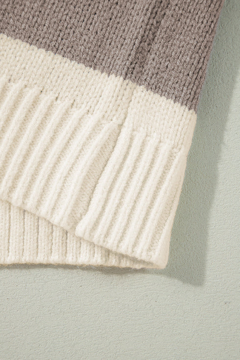 Slouchy Block Striped Chunky Knit Pullover Sweater