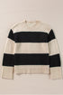Slouchy Block Striped Chunky Knit Pullover Sweater