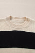 Slouchy Block Striped Chunky Knit Pullover Sweater