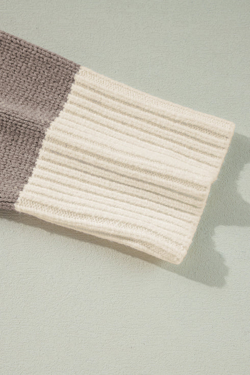 Slouchy Block Striped Chunky Knit Pullover Sweater
