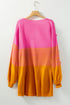 Slouchy Color Block Pom Pom Textured Knit Cardigan