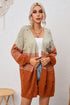 Slouchy Color Block Pom Pom Textured Knit Cardigan