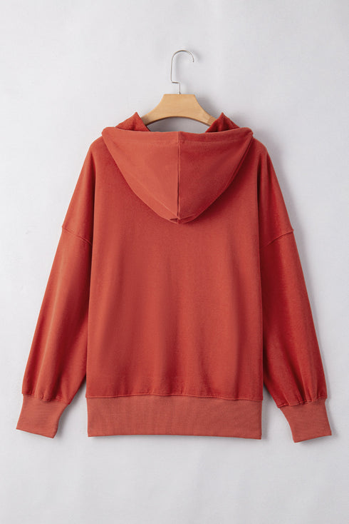 Slouchy Drop Shoulder Kangaroo Pocket Pullover Hoodie