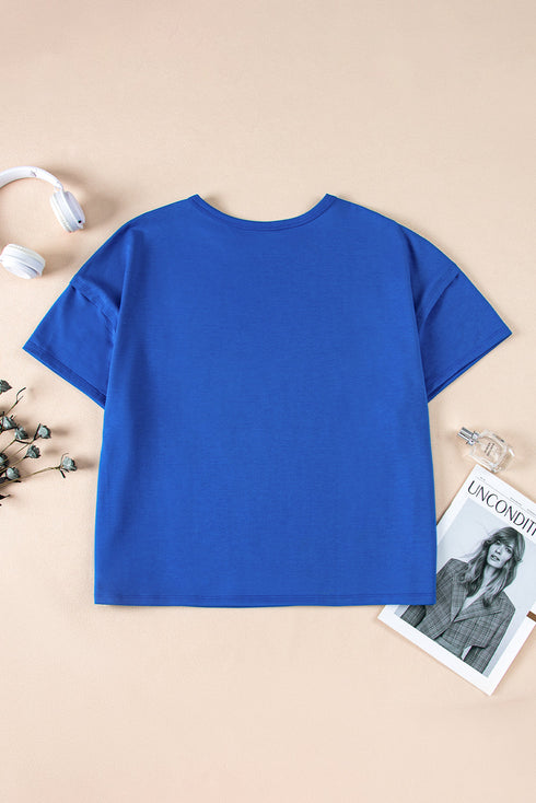 Slouchy Exposed Seam Chest Pocket Jersey T-Shirt