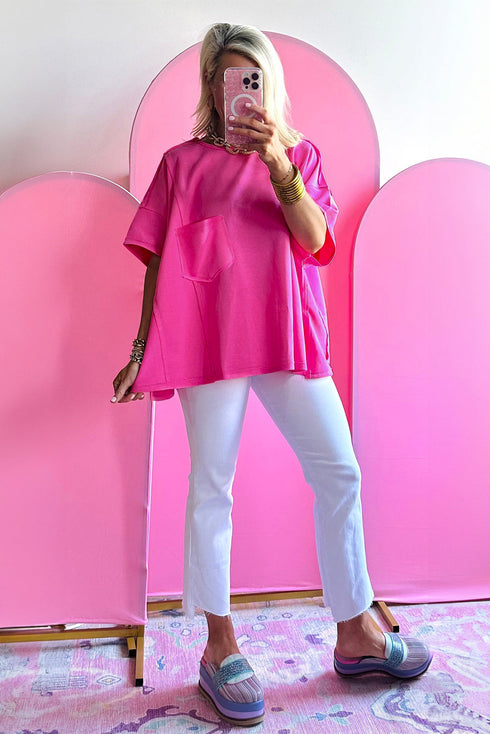 Slouchy Exposed Seam Chest Pocket Jersey T-Shirt