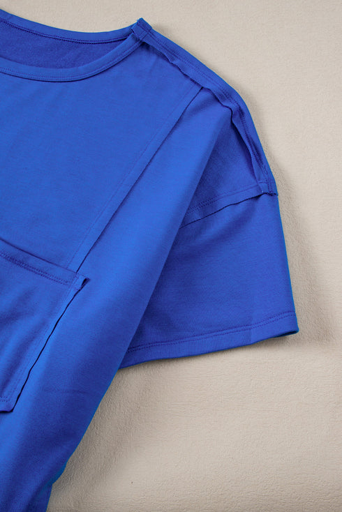 Slouchy Exposed Seam Chest Pocket Jersey T-Shirt