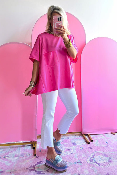 Slouchy Exposed Seam Chest Pocket Jersey T-Shirt