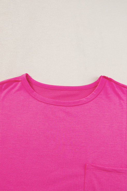 Slouchy Exposed Seam Chest Pocket Jersey T-Shirt