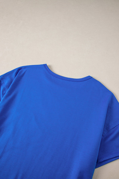 Slouchy Exposed Seam Chest Pocket Jersey T-Shirt
