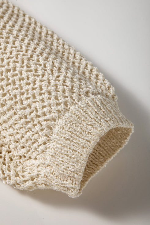 Slouchy Open Mesh Knit Kangaroo Pocket Hoodie
