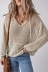 Slouchy Open Mesh Knit Kangaroo Pocket Hoodie