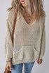 Slouchy Open Mesh Knit Kangaroo Pocket Hoodie
