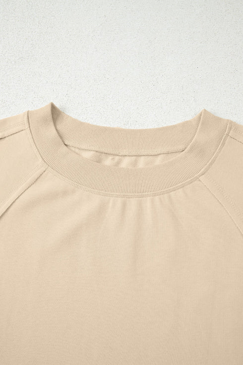 Slouchy Raw Edge Drop Shoulder Tunic Sweatshirt