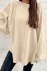 Slouchy Raw Edge Drop Shoulder Tunic Sweatshirt