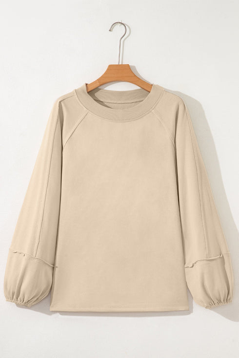 Slouchy Raw Edge Drop Shoulder Tunic Sweatshirt