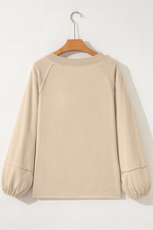 Slouchy Raw Edge Drop Shoulder Tunic Sweatshirt