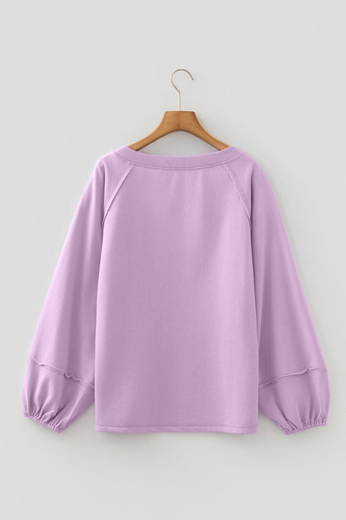Slouchy Raw Edge Drop Shoulder Tunic Sweatshirt