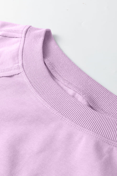 Slouchy Raw Edge Drop Shoulder Tunic Sweatshirt