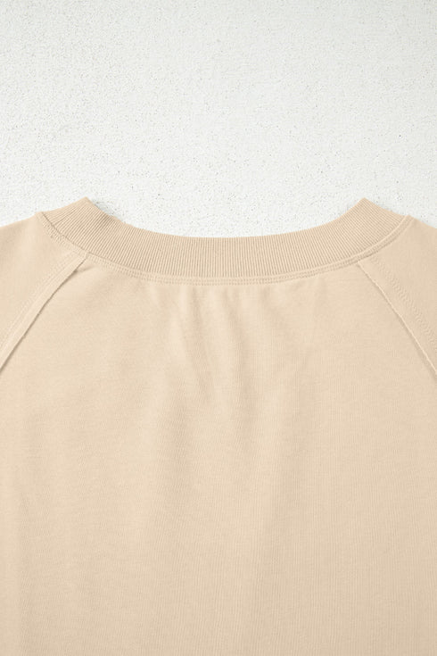 Slouchy Raw Edge Drop Shoulder Tunic Sweatshirt