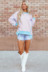 Slouchy Striped Exposed Seam Oversized Pullover Sweatshirt