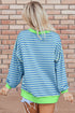 Slouchy Striped Exposed Seam Oversized Pullover Sweatshirt