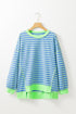 Slouchy Striped Exposed Seam Oversized Pullover Sweatshirt