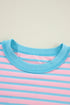 Slouchy Striped Exposed Seam Oversized Pullover Sweatshirt