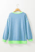Slouchy Striped Exposed Seam Oversized Pullover Sweatshirt