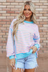 Slouchy Striped Exposed Seam Oversized Pullover Sweatshirt