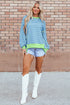 Slouchy Striped Exposed Seam Oversized Pullover Sweatshirt