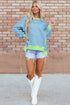 Slouchy Striped Exposed Seam Oversized Pullover Sweatshirt