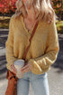 Slouchy Textured Open Knit Button Front Balloon Sleeve Cardigan