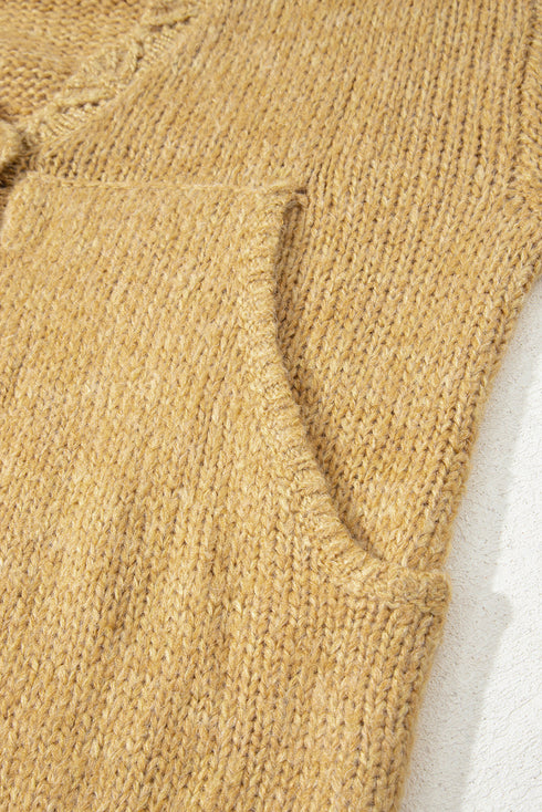 Slouchy Textured Open Knit Button Front Balloon Sleeve Cardigan