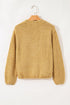 Slouchy Textured Open Knit Button Front Balloon Sleeve Cardigan