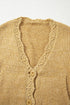 Slouchy Textured Open Knit Button Front Balloon Sleeve Cardigan