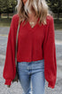 Slouchy V Neck Drop Shoulder Texture Knit Sweater