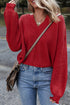 Slouchy V Neck Drop Shoulder Texture Knit Sweater
