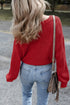 Slouchy V Neck Drop Shoulder Texture Knit Sweater