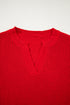 Slouchy V Neck Drop Shoulder Texture Knit Sweater