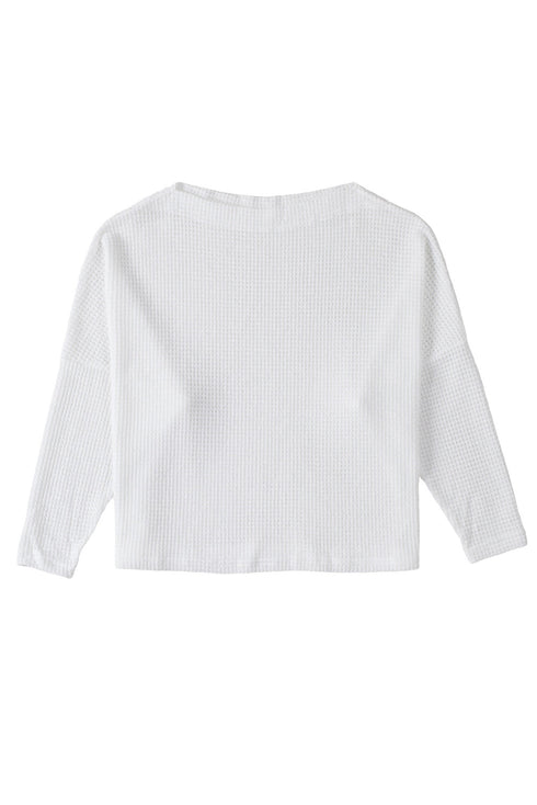 Slouchy Waffle Knit Off The Shoulder Dolman Sleeve Pullover Tunic Top